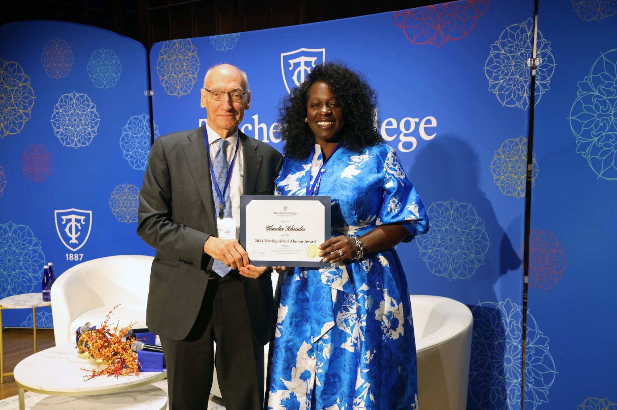 Pictured: President Thomas Bailey and Claudia Schrader.